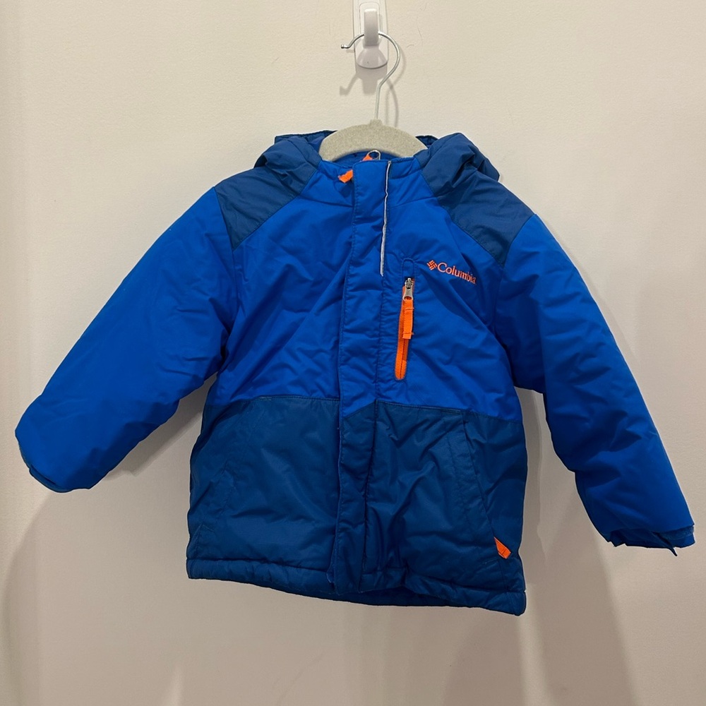 Columbia Blue Kids Jacket with Orange Zipper
